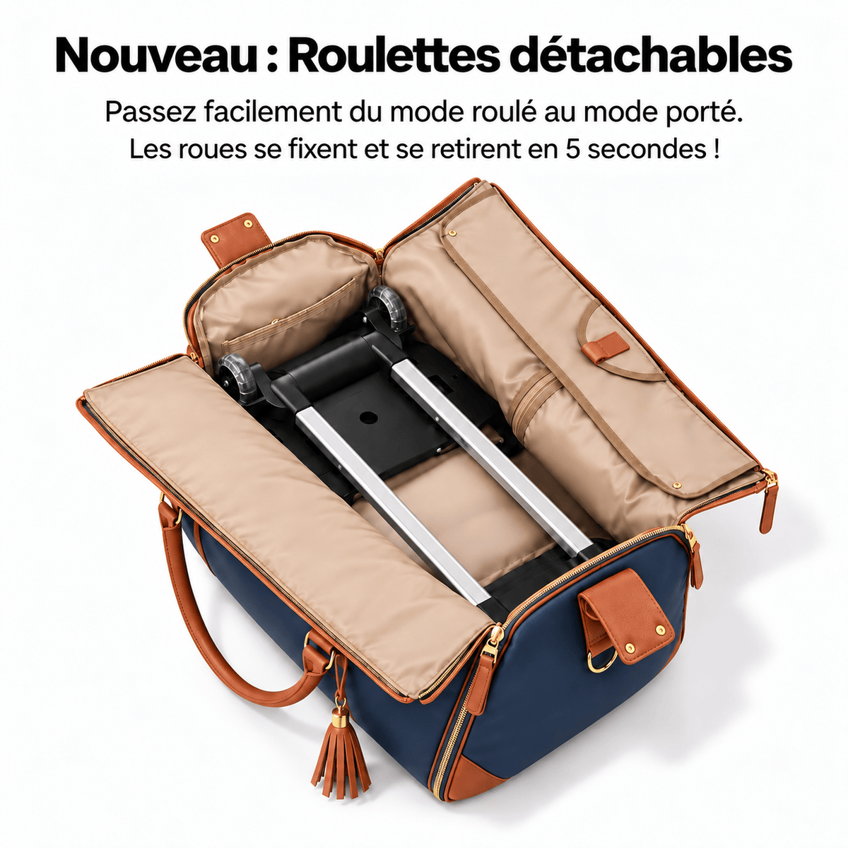 Sac de voyage bleu à roulettes imperméable RAVELEE