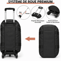 Sac de voyage noir à roulettes imperméable RAVELEE