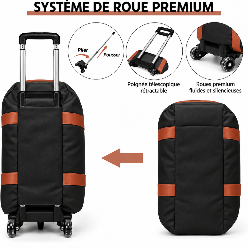 Sac de voyage noir à roulettes imperméable RAVELEE