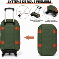Sac de voyage vert à roulettes imperméable RAVELEE