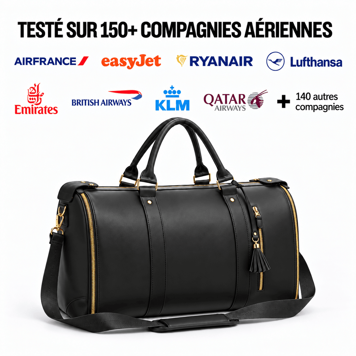 Sac de voyage noir à roulettes imperméable RAVELEE