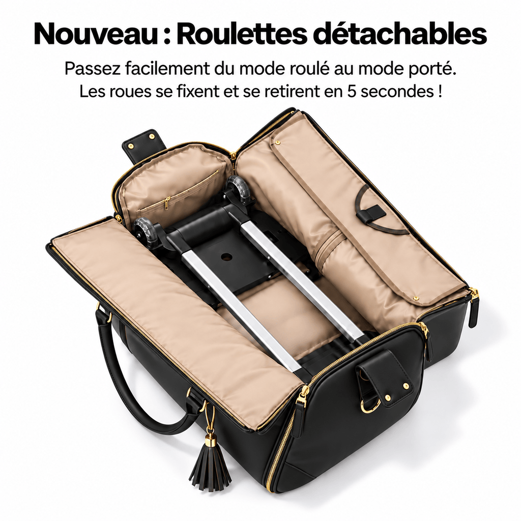 Sac de voyage noir à roulettes imperméable RAVELEE