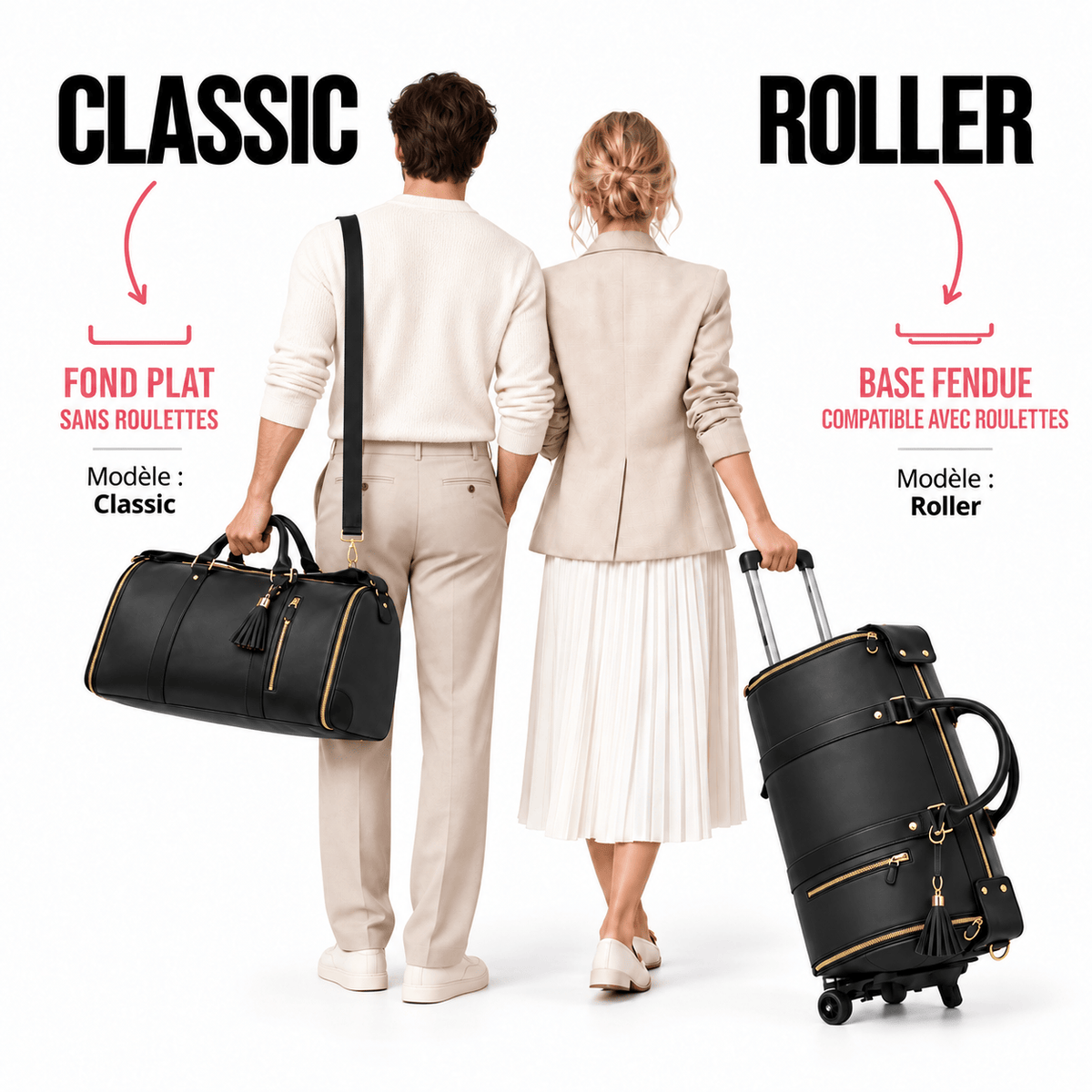 Sac de voyage noir à roulettes imperméable RAVELEE