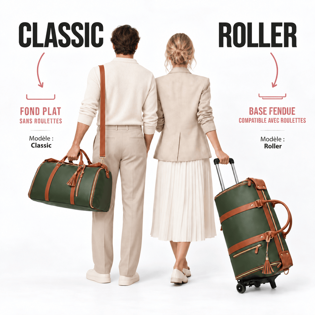 Sac de voyage vert à roulettes imperméable RAVELEE