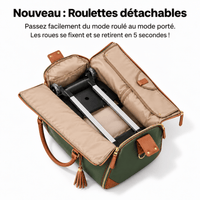 Sac de voyage vert à roulettes imperméable RAVELEE