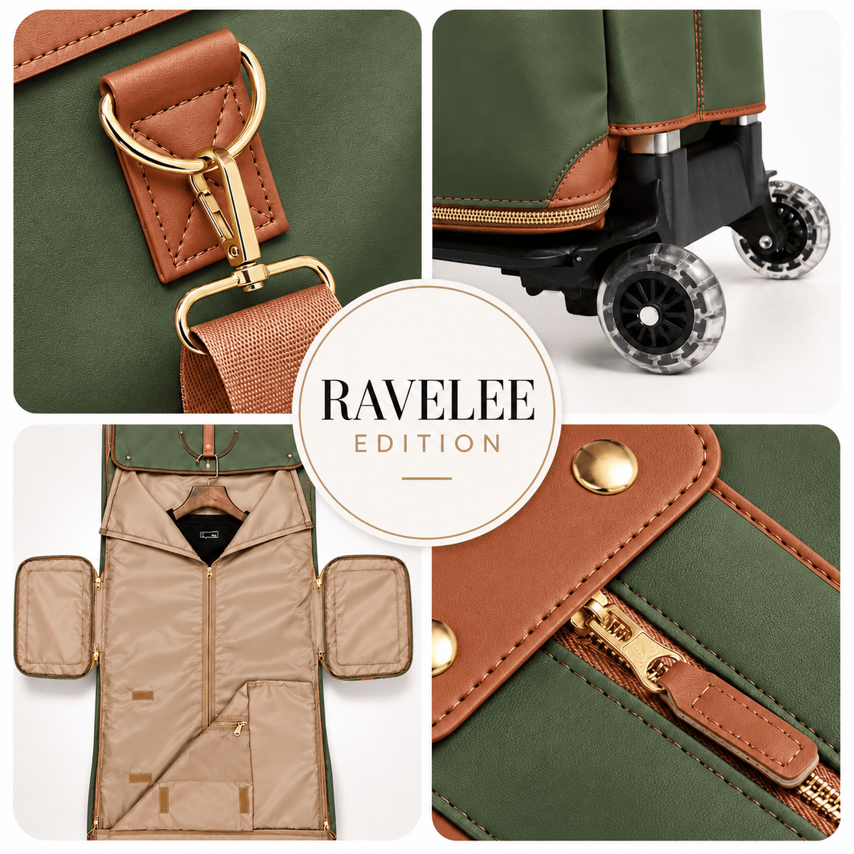 Sac de voyage vert à roulettes imperméable RAVELEE