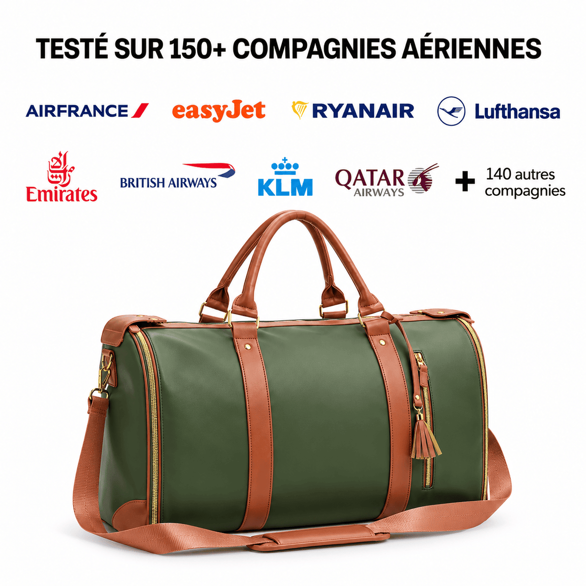 Sac de voyage vert à roulettes imperméable RAVELEE