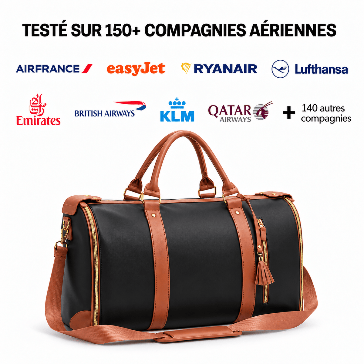 Sac de voyage noir à roulettes imperméable RAVELEE