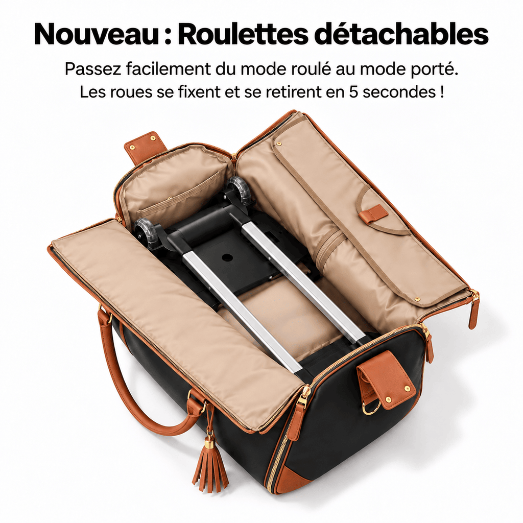 Sac de voyage noir à roulettes imperméable RAVELEE