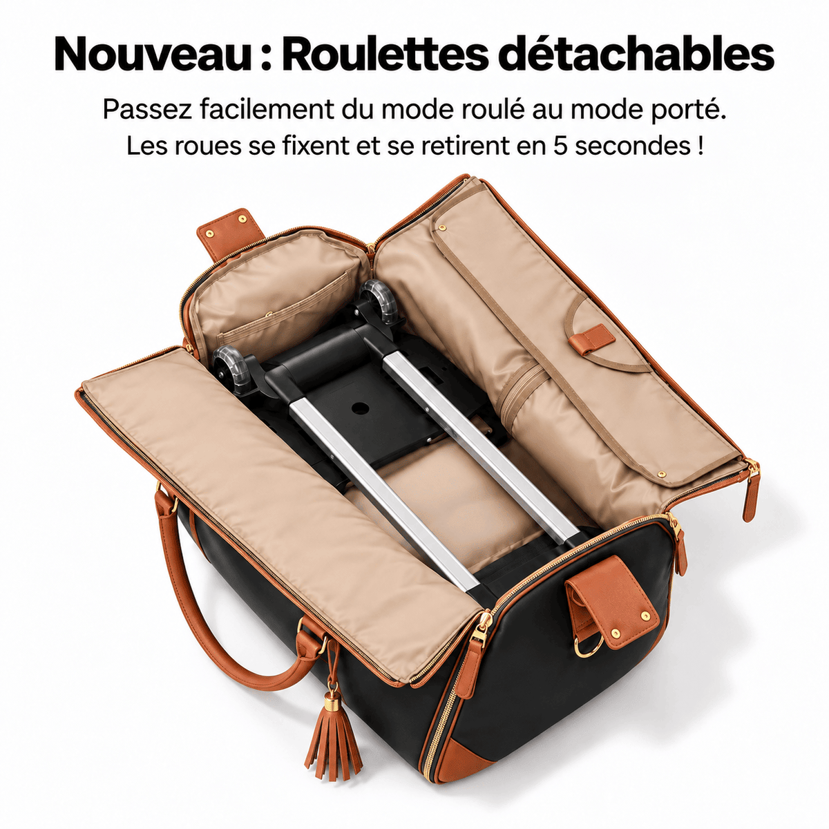Sac de voyage noir à roulettes imperméable RAVELEE